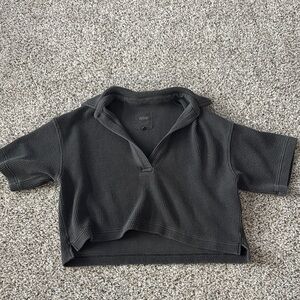 Aerie Black Short Sleeved Cropped Top